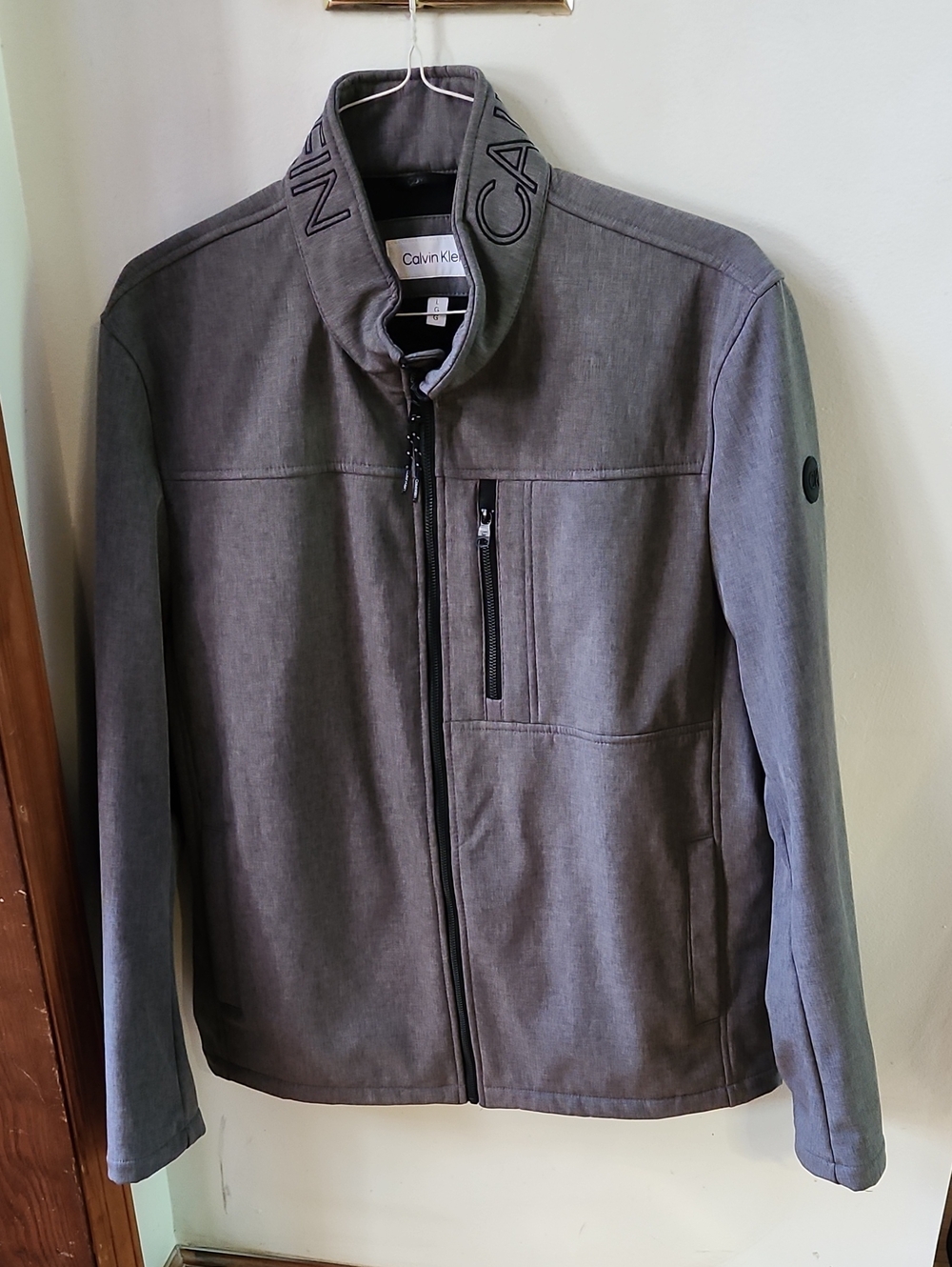 Calvin Klein Men’s Gray Lightweight Zip Jacket with Logo Collar